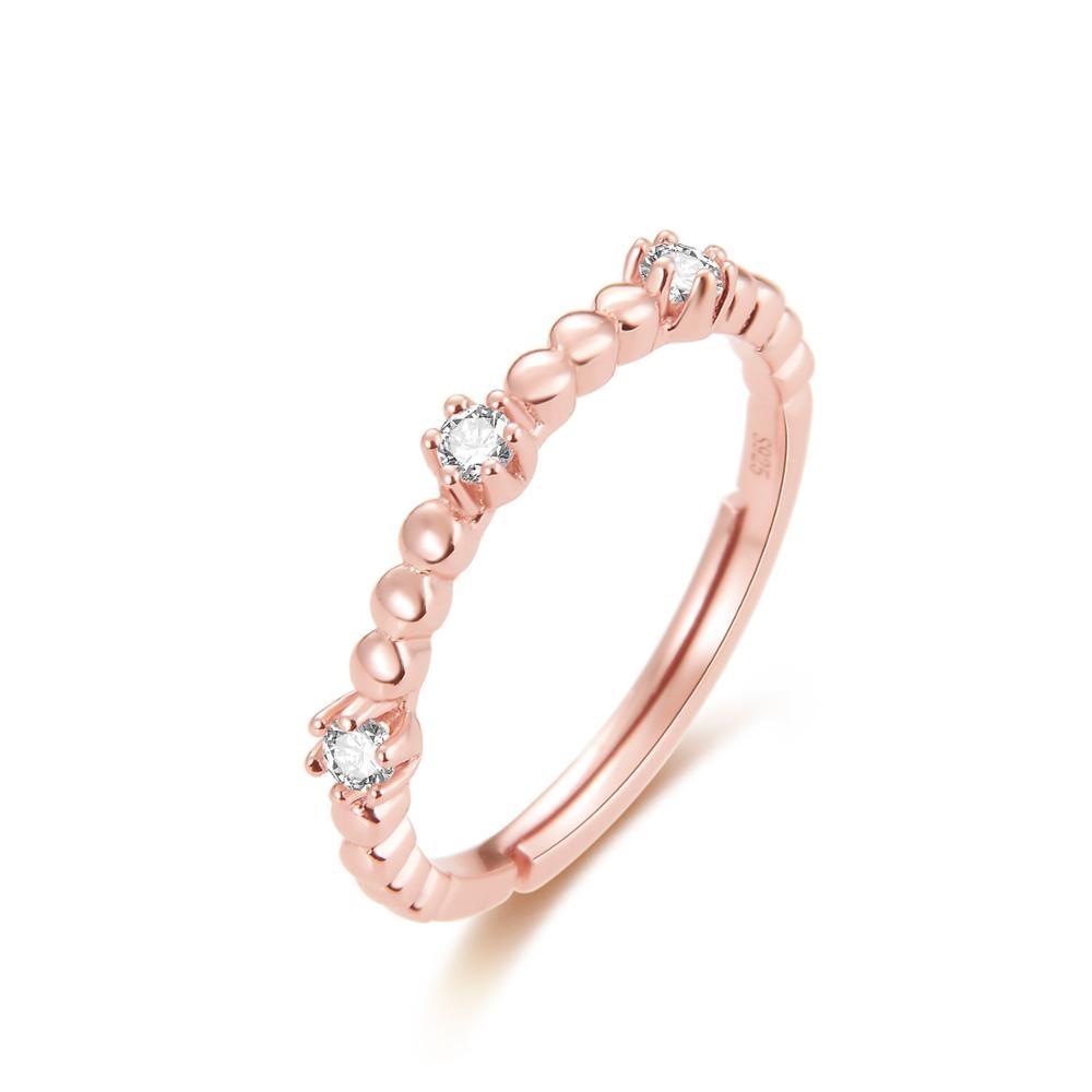 Silver Open Rings with Pink CZ Ring
