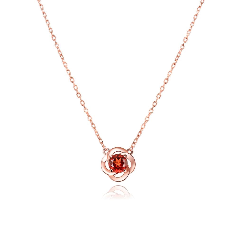 Sterling Silver Rose Pendant Necklace with Pearl White